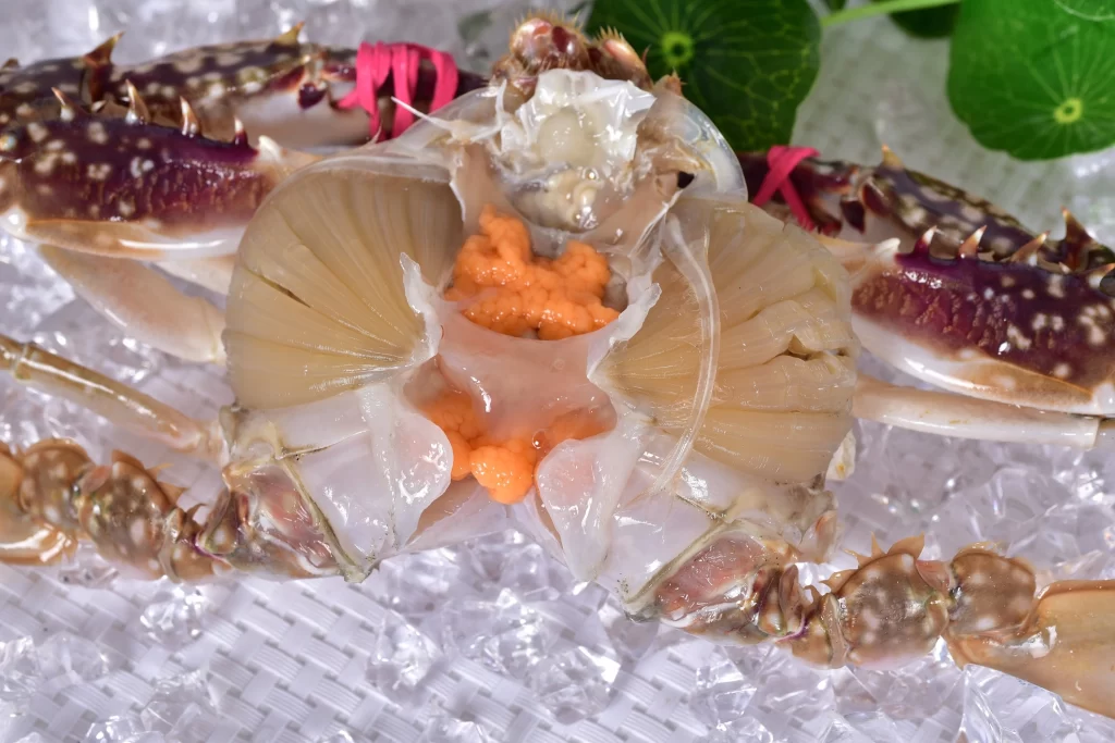Crab Raw Orange Roe White Ice