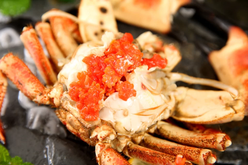 Crab Red Roe White Shell