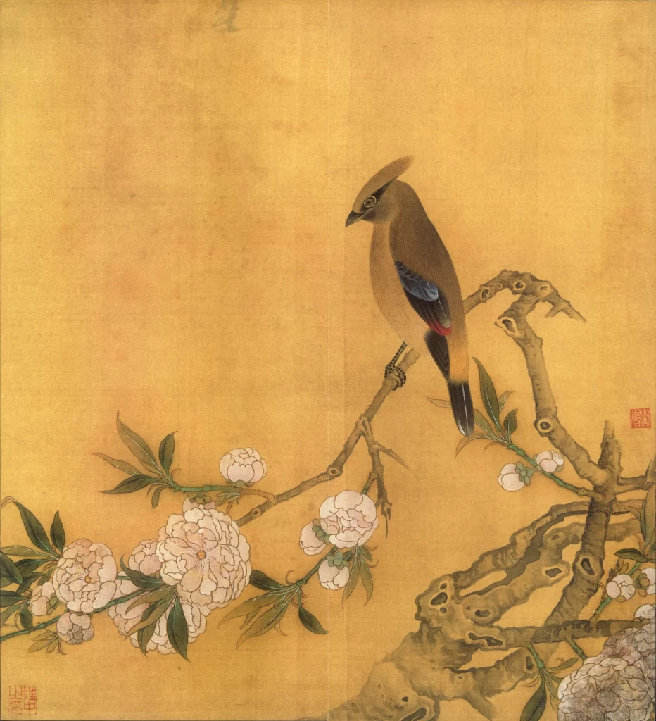Crested Bird Peach Blossom Branch Wang Zhong