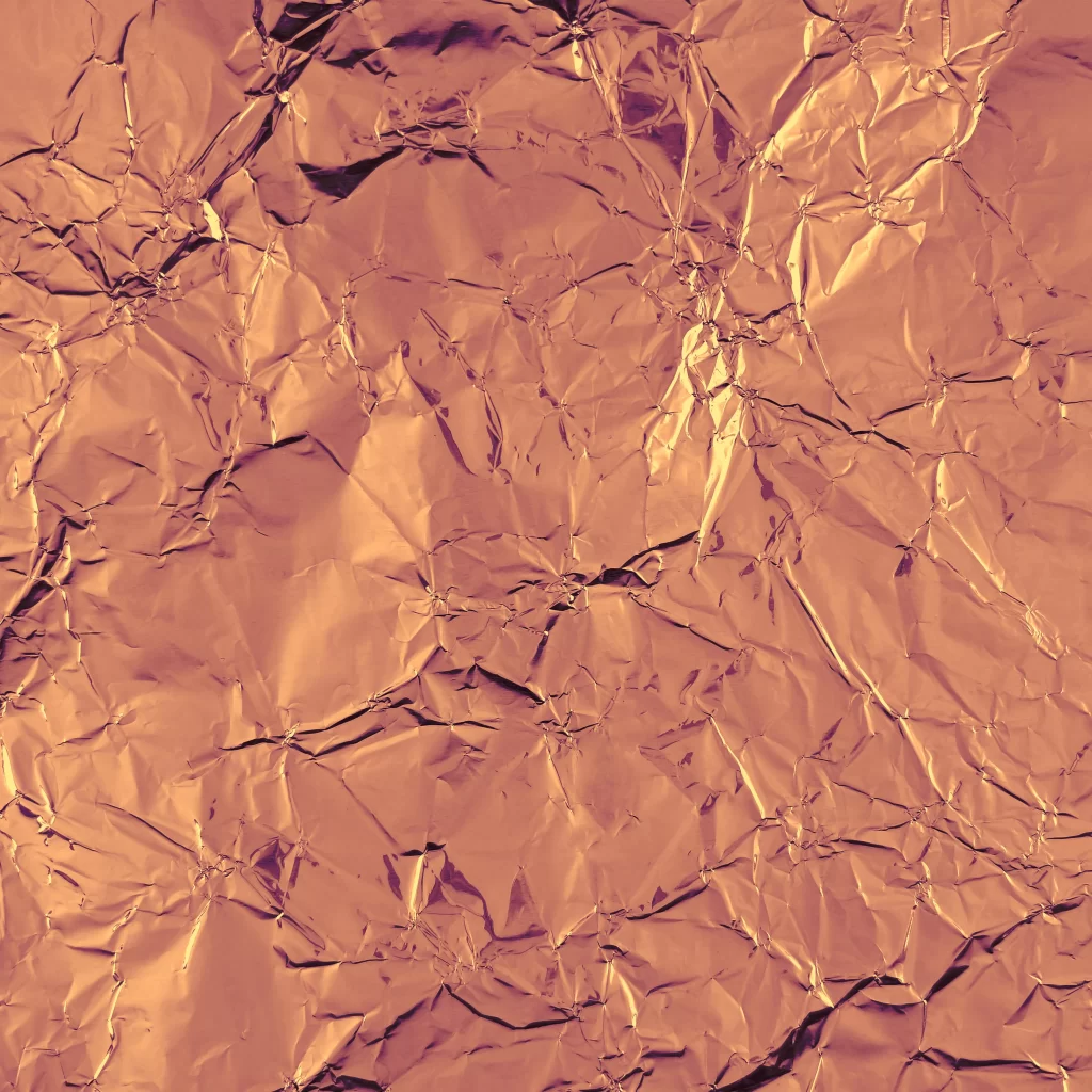 Crumpled Golden Metallic Foil Wrinkled Texture