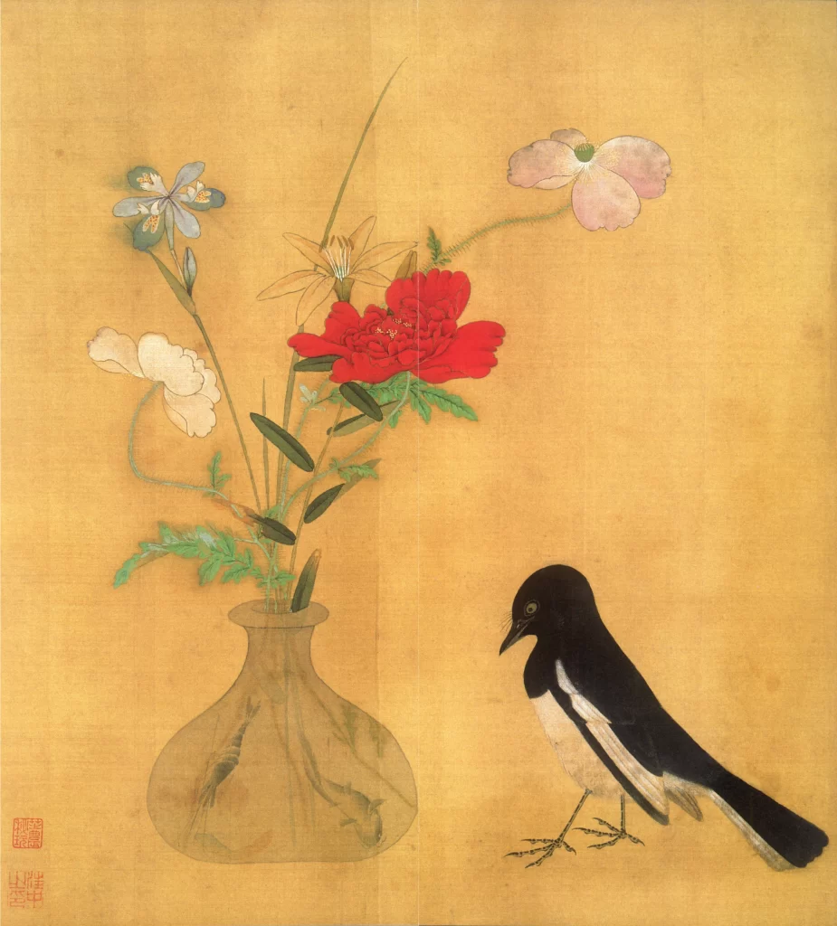 Crystal Vase Flowers Magpie Wang Zhong