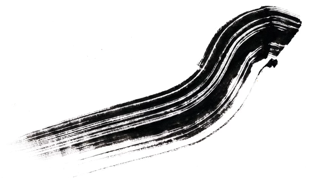 Curved Ink Stroke Black White Horizontal Flowing