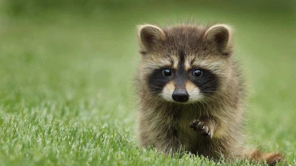 Cute Raccoon Green Grass Nature Wildlife