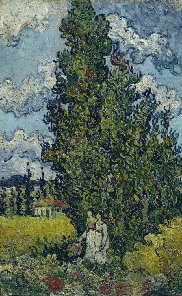 Cypresses and Two Women Van Gogh
