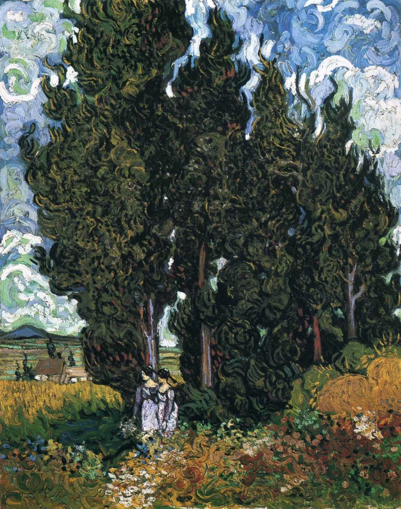 Cypresses with Two Women Van Gogh