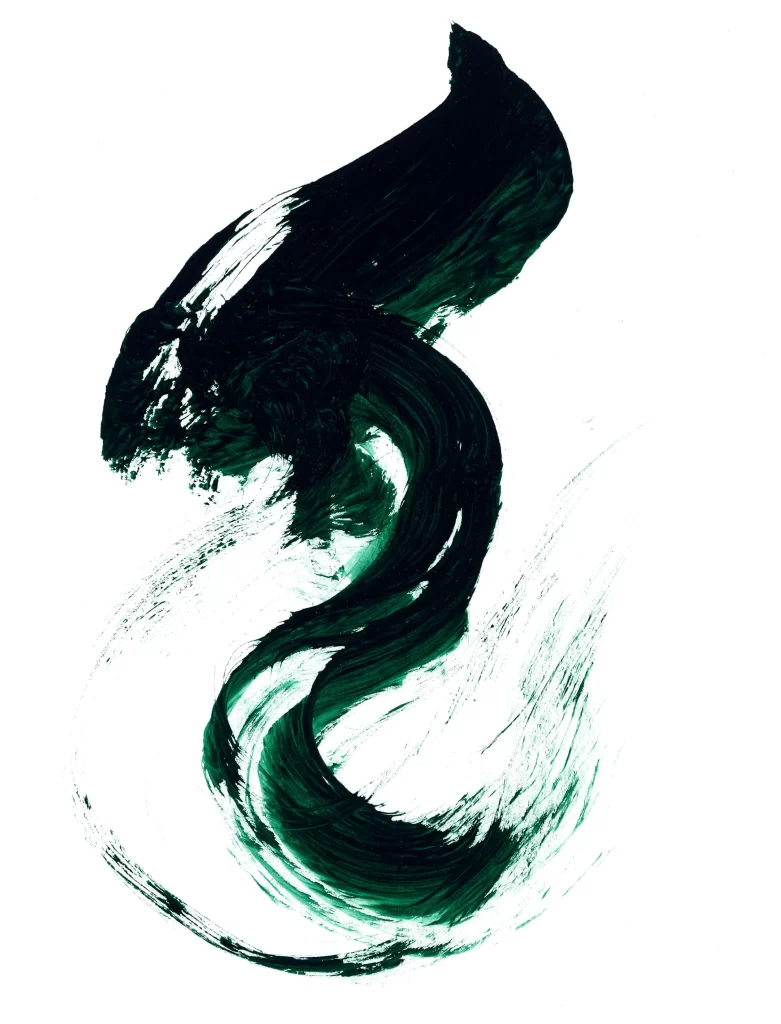 Dark Green Flowing Curved Dynamic Fluid Abstract