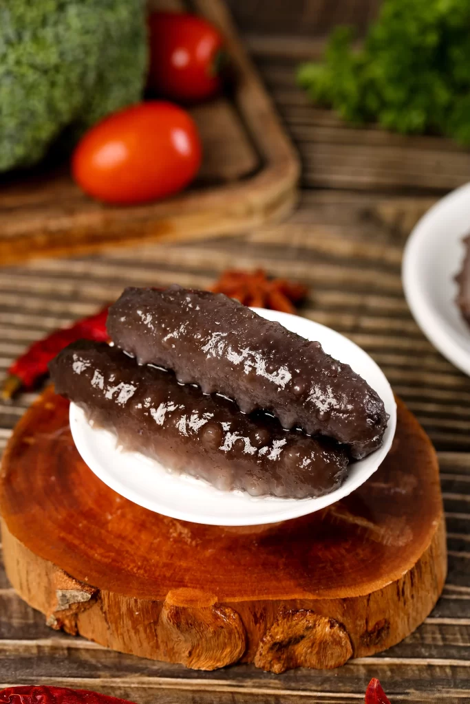 Dark Sausage Brown Color Wooden Background