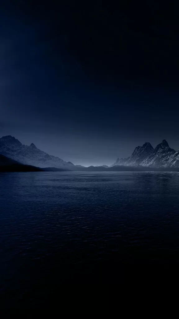 Darkness Mountains Lake Calm Serene