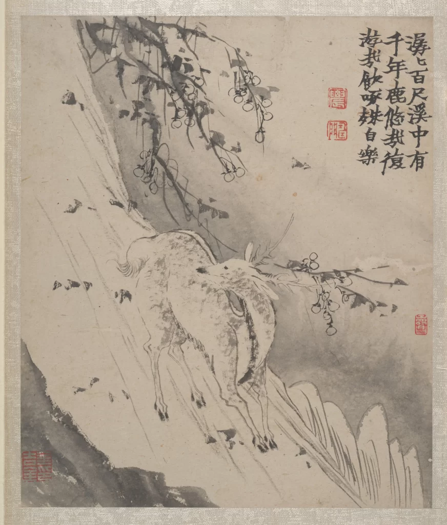 Deer nature traditional ink brushwork Jin Nong