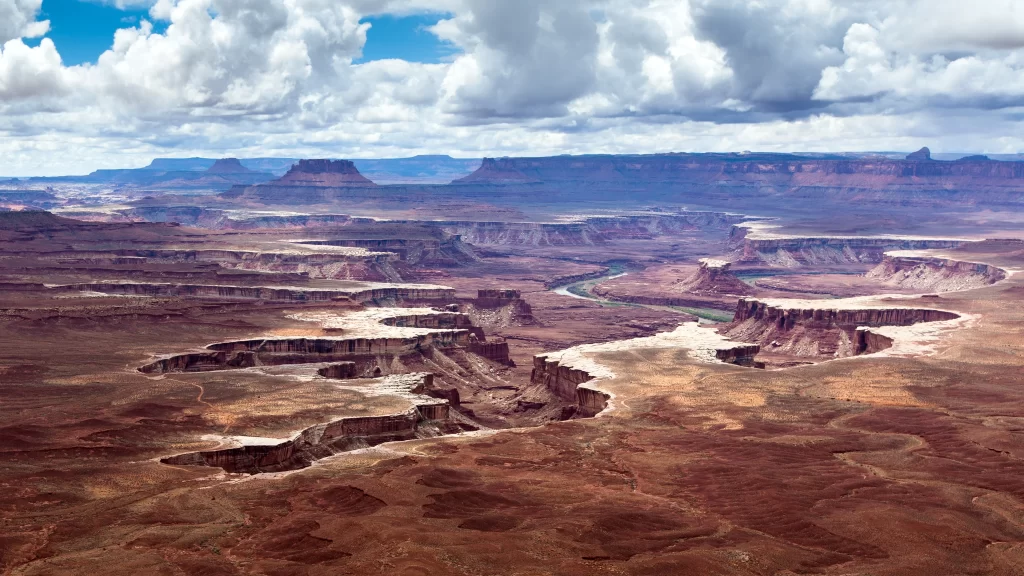 desert canyon landscape river sky clouds