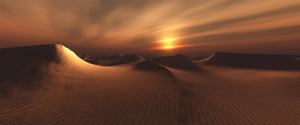 Desert Sand Dunes Sunset Golden Light Tranquil Vast