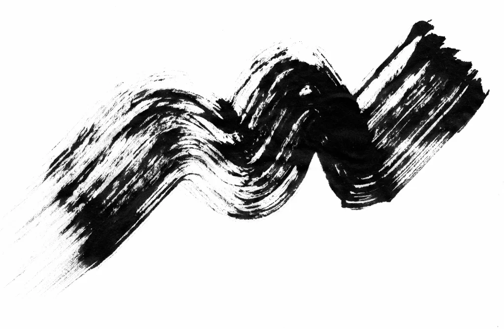Dynamic Black Ink Flowing Stroke Textured Wave
