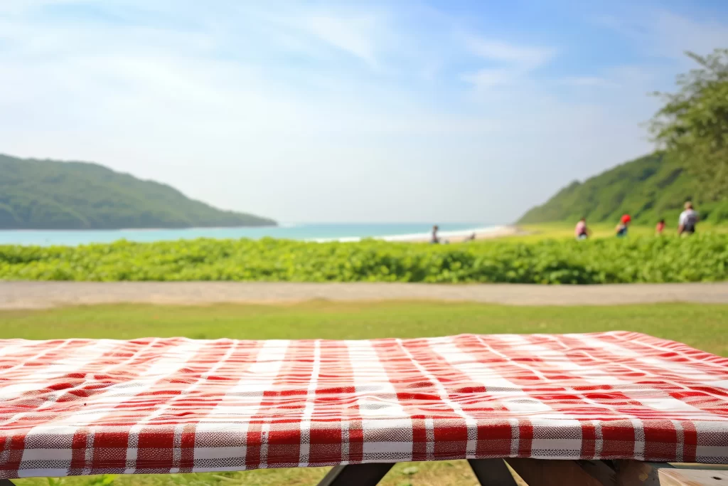 Empty Picnic Table with Scenic Ocean View