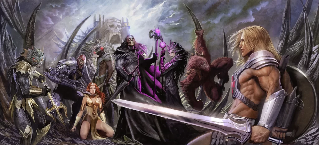 fantasy characters epic battle mythical creatures warriors mystical elements dar