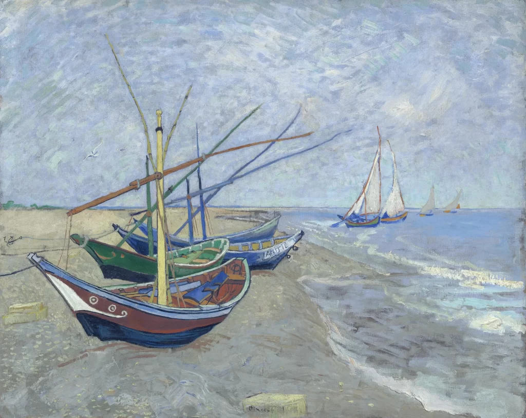 Fishing Boats on the Beach at Les Saintes-Maries-de-la-Mer Van Gogh