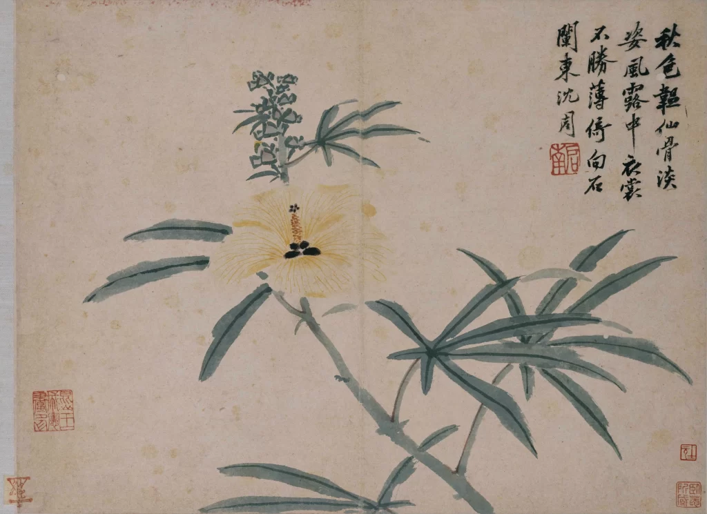 Flowers ink wash serene elegant Shen Zhou