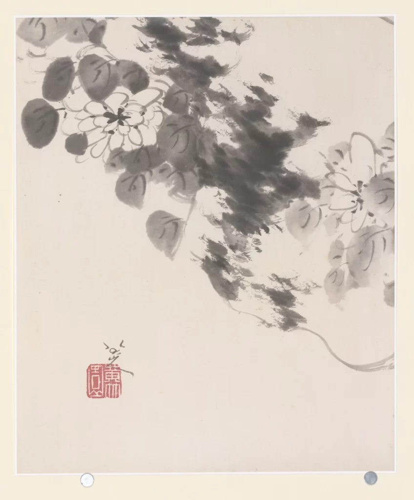 Flowers ink wash tranquil elegant Bada Shanren