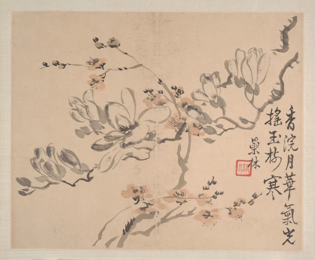 Flowers ink wash tranquil elegant Wang Shishen
