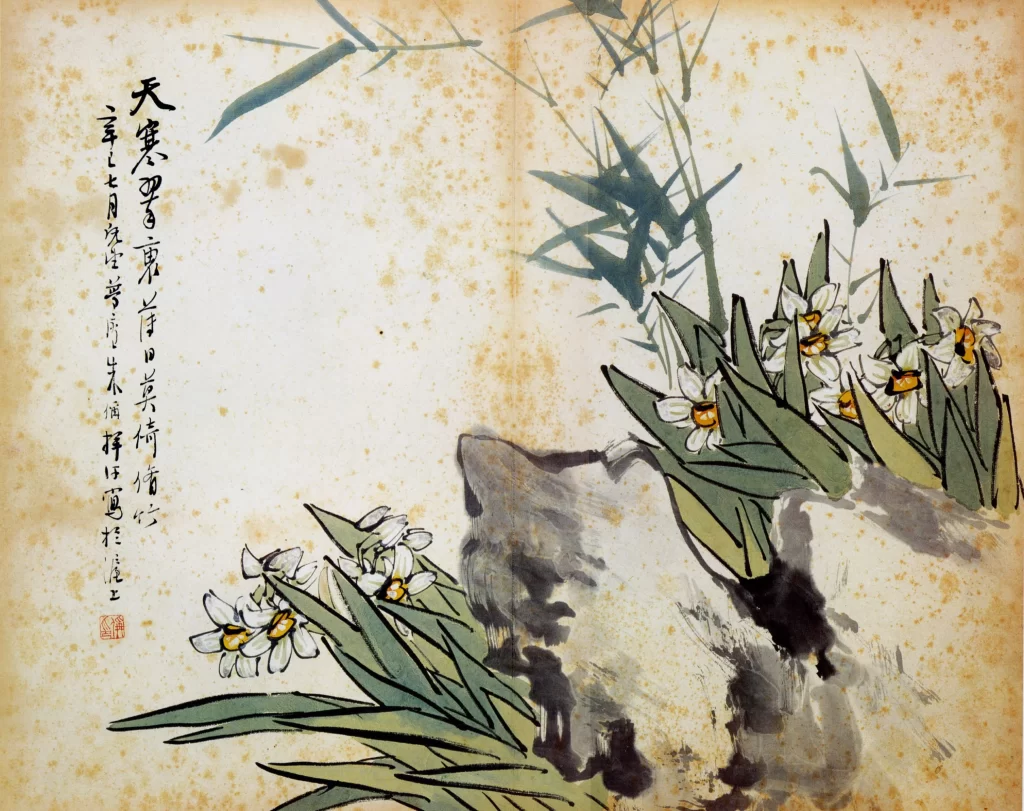 Flowers ink wash tranquil elegant Zhu Cheng