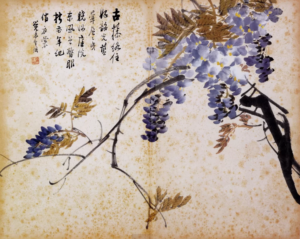 Flowers ink wash tranquil elegant Zhu Cheng