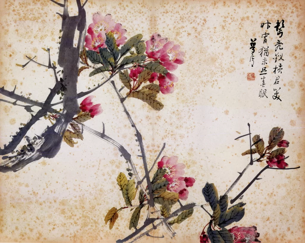 Flowers ink wash tranquil elegant Zhu Cheng