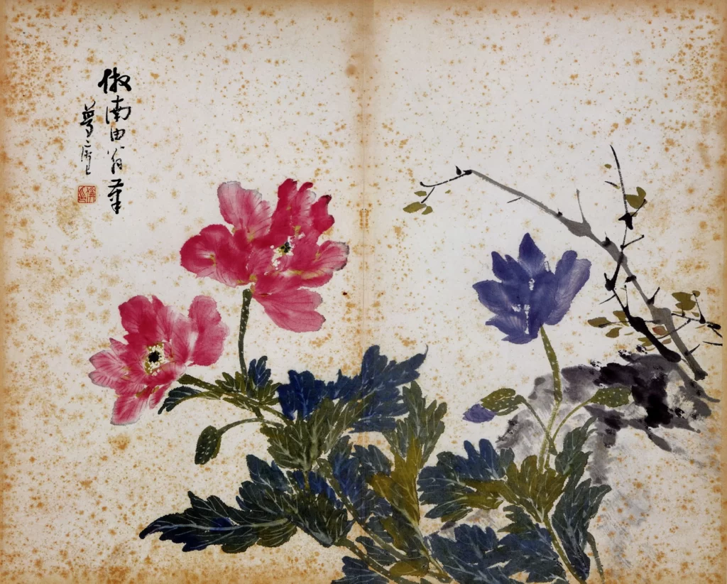 Flowers ink wash tranquil elegant Zhu Cheng