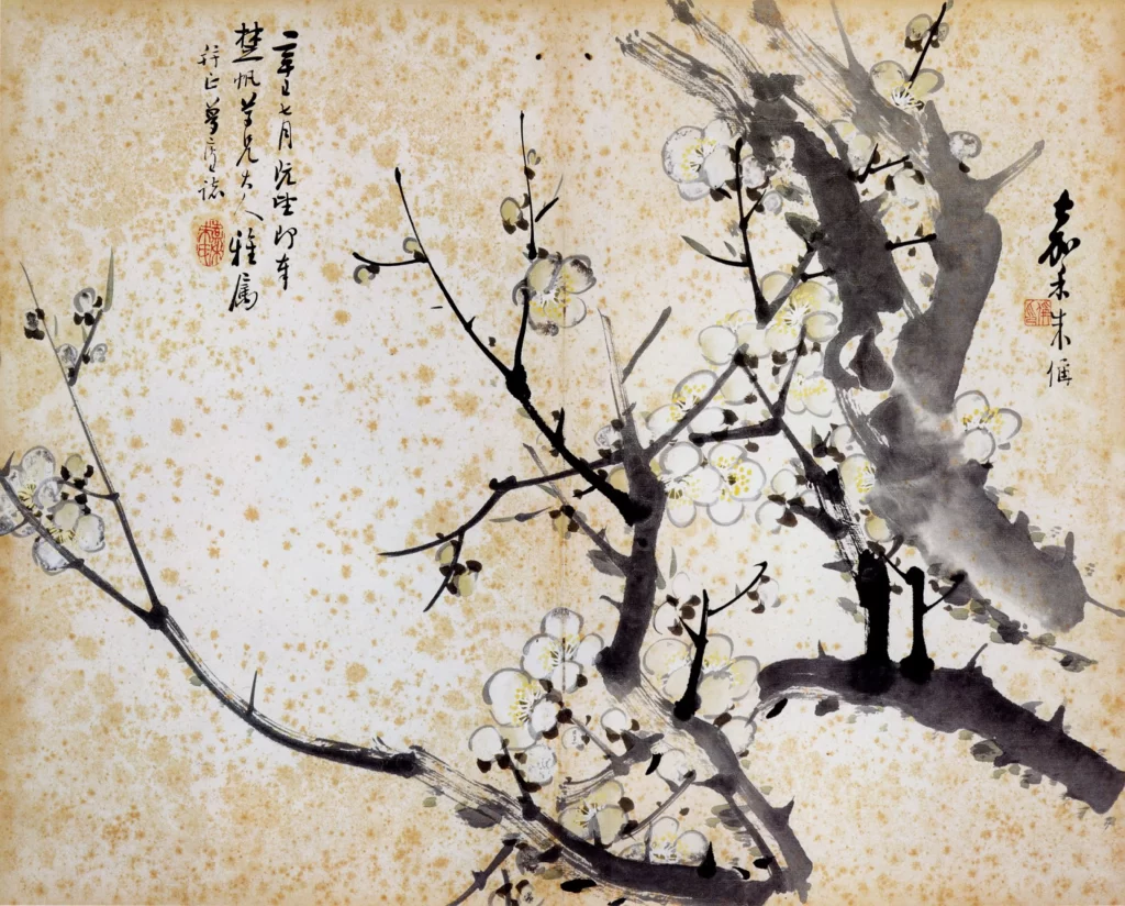 Flowers ink wash tranquil elegant Zhu Cheng