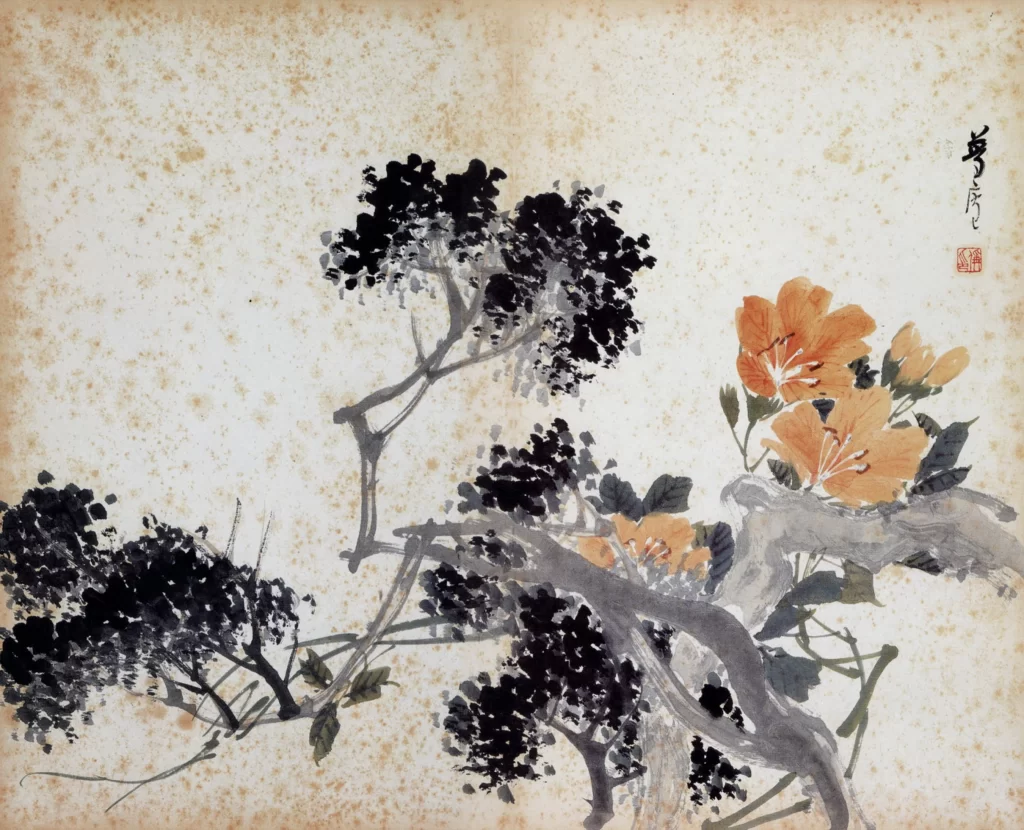 Flowers ink wash tranquil elegant Zhu Cheng