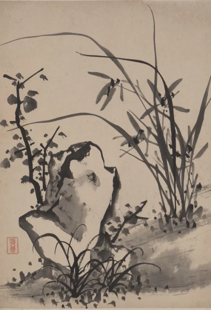 Flowers ink wash tranquil nature Zhu Sheng