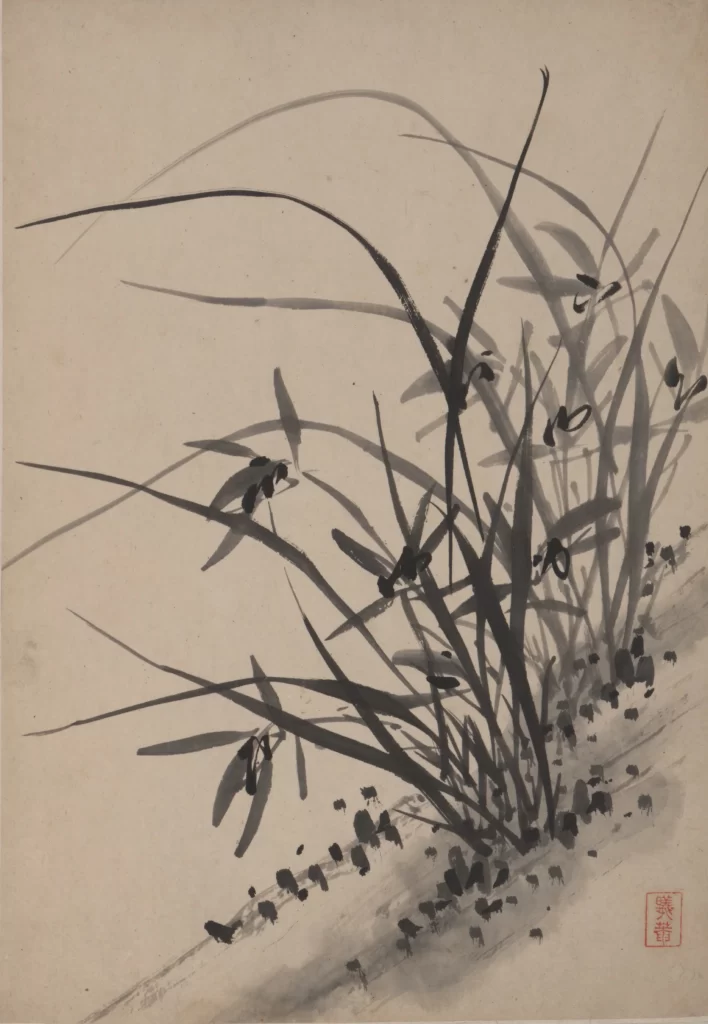Flowers ink wash tranquil simplicity elegance Zhu Sheng