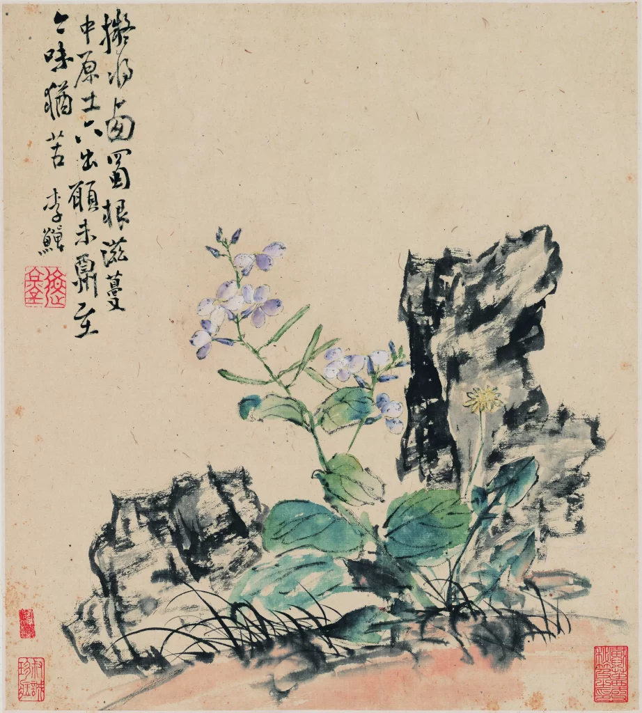 Flowers Rocks Traditional Chinese Ink Li Shan