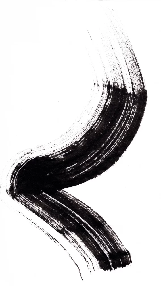 Flowing Ink Stroke Black White Gradient Horizontal