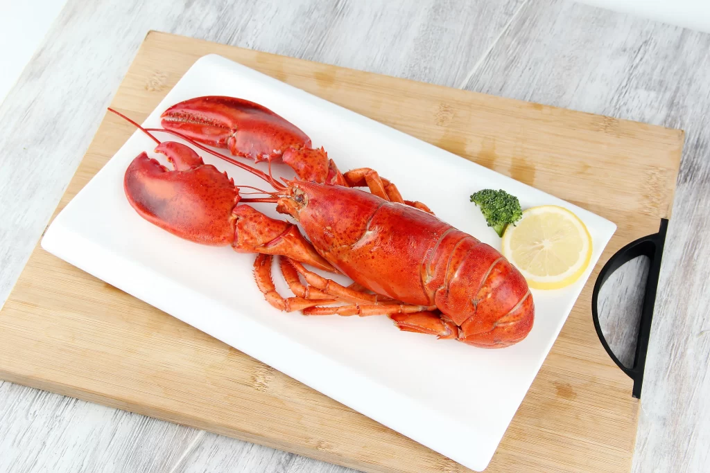 Fresh Lobster Red Shell White Plate
