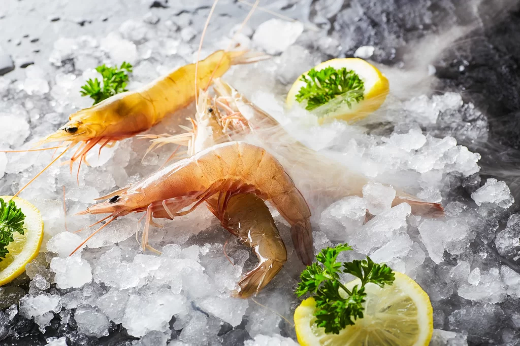 Fresh Shrimp Pink Shell Ice White Lemon