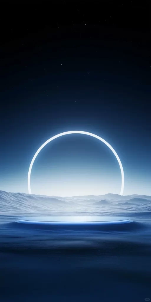 Futuristic Landscape Moonlight Ring Platform