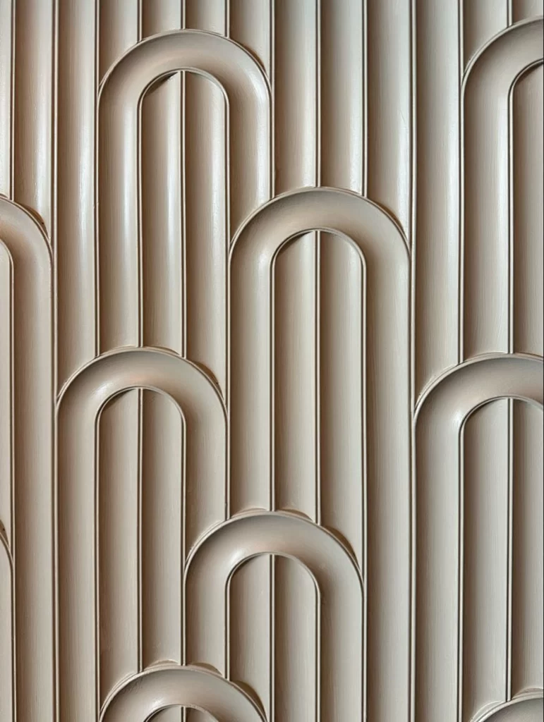 Geometric Pattern Arches Vertical Beige Textured