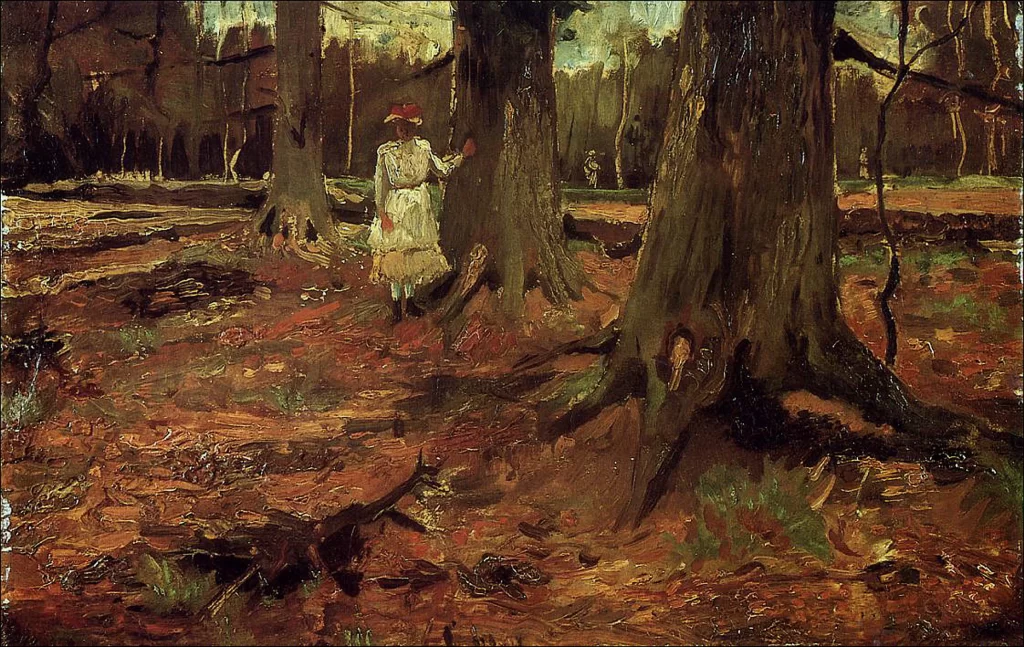 Girl in White in the Woods Van Gogh