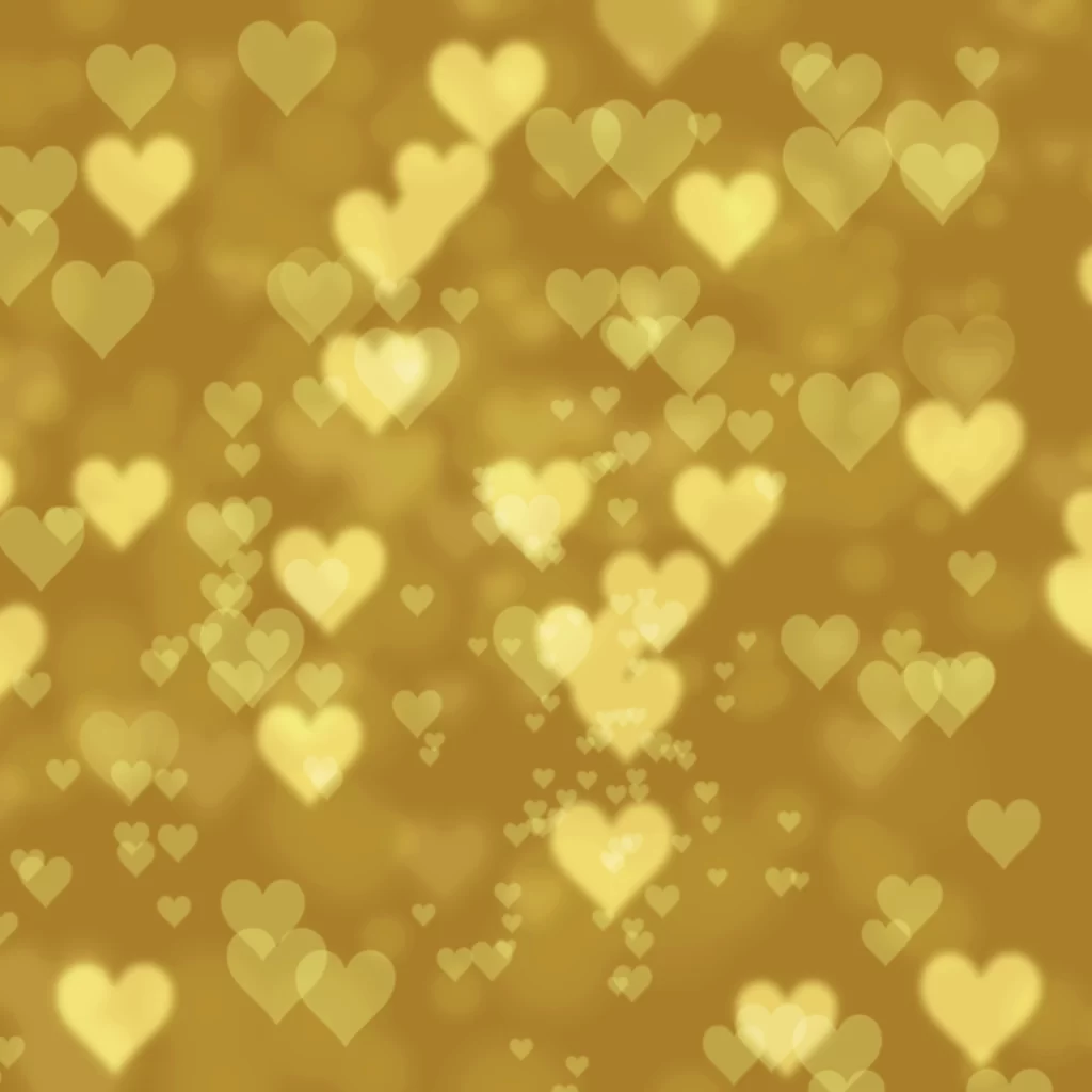 Golden Soft Focus Metallic Glitter Heart Pattern