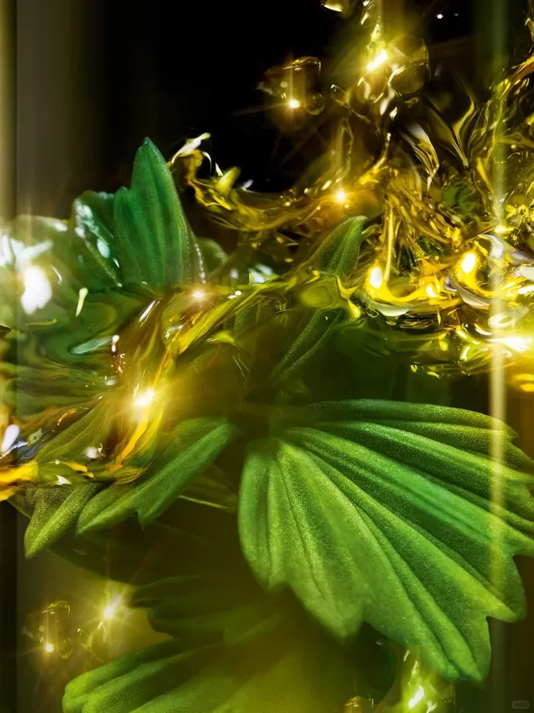 Green Leaves Golden Light Abstract Nature