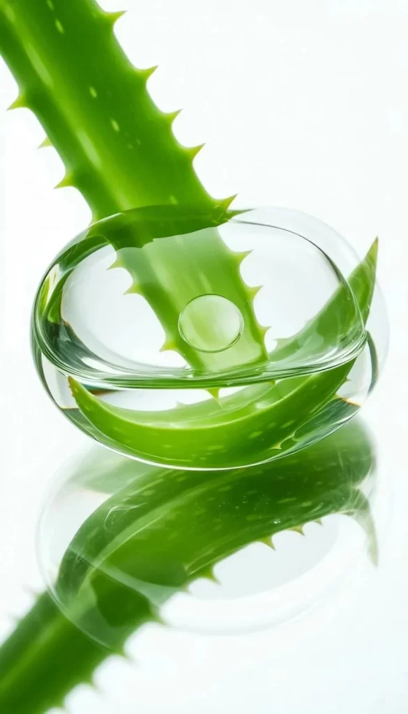 Green Plant Glass Water Reflection