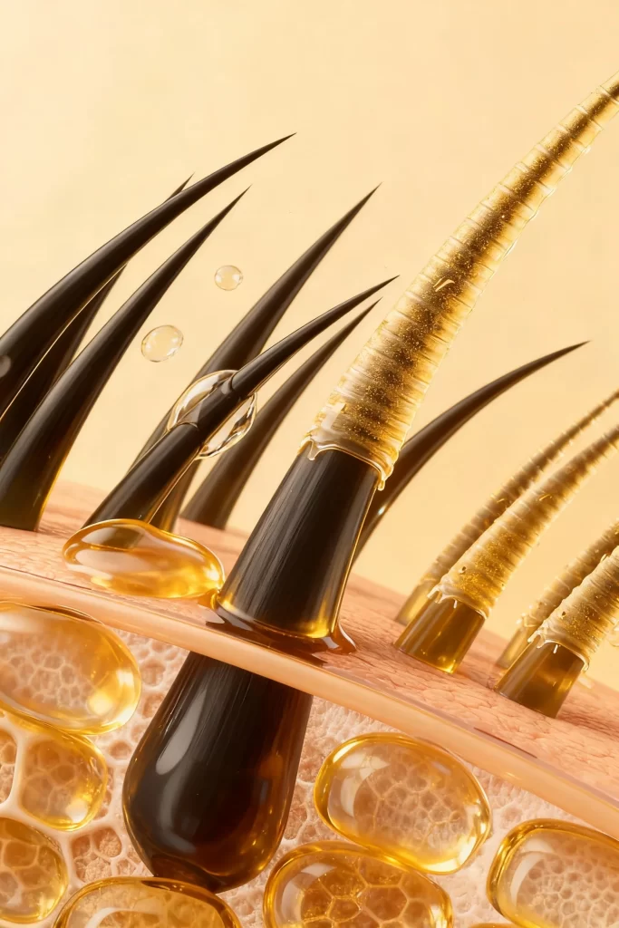 Hair Follicle Skin Cells Oil Droplets Sebaceous Gland