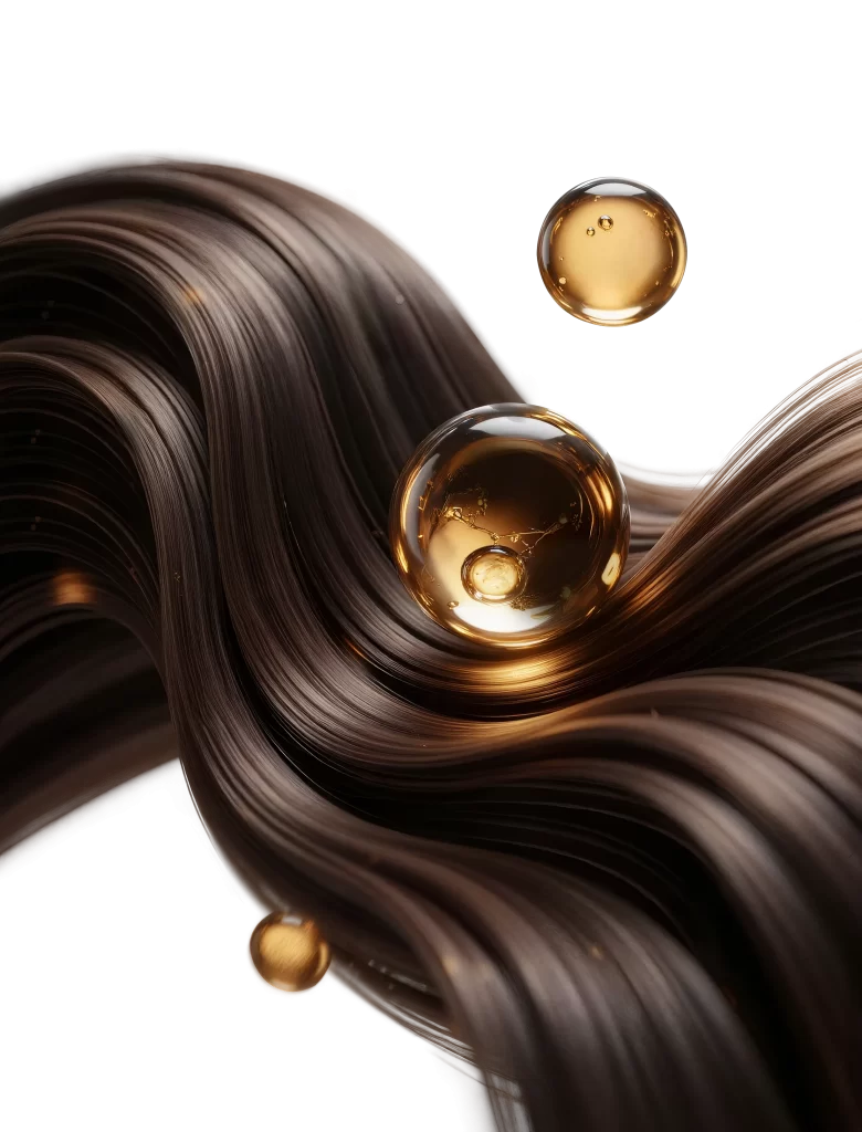 Hair Golden Droplets Shiny Smooth Texture