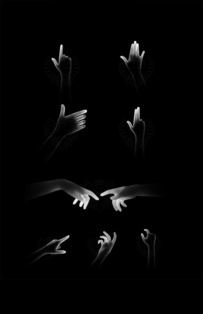 Hands Gestures Black Background Artistic