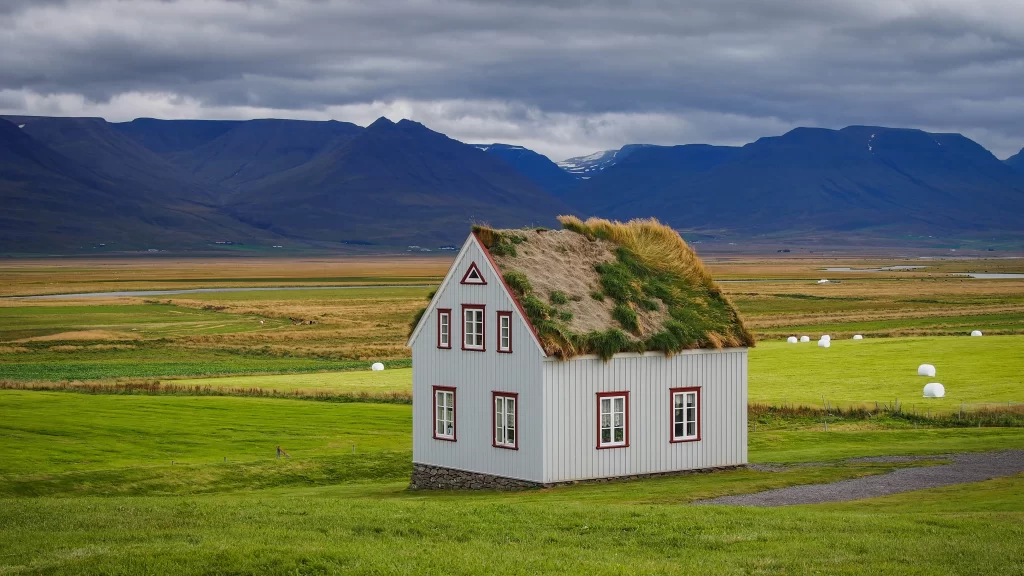 house grass mountains clouds field rural