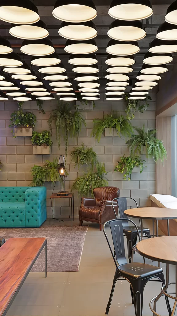 Industrial Eclectic Lounge With Living Wall
