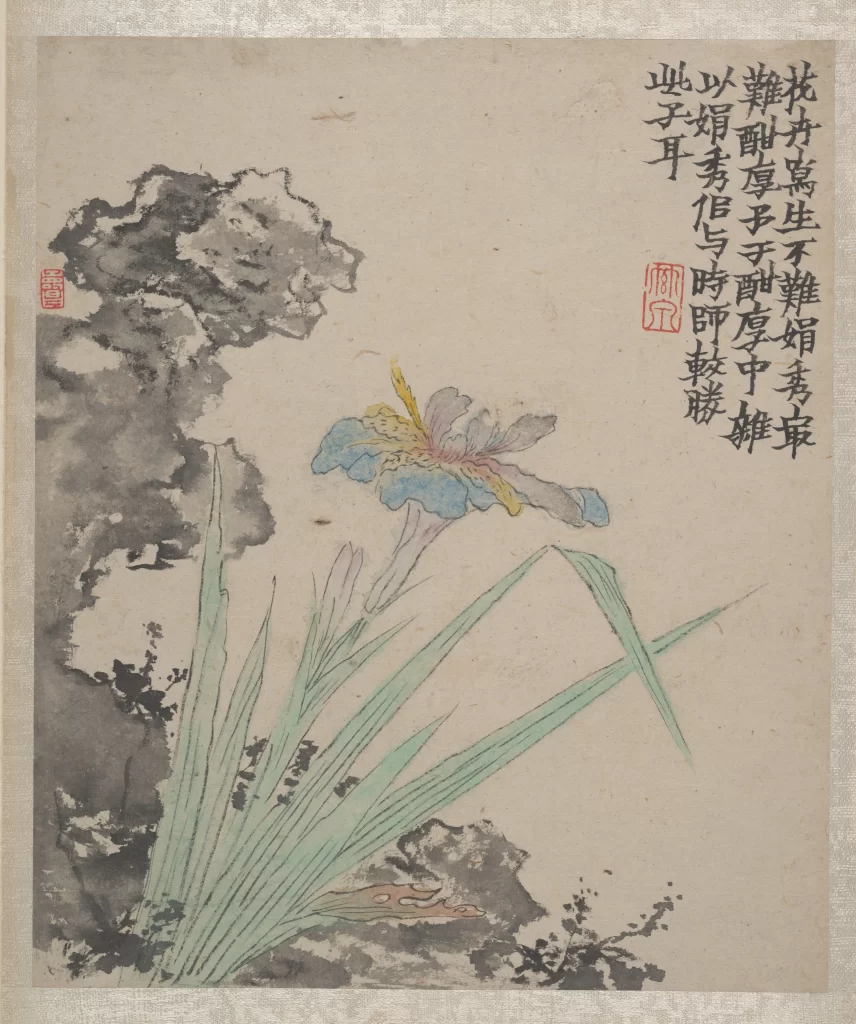 Iris Flower Ink Wash Poetry Jin Nong