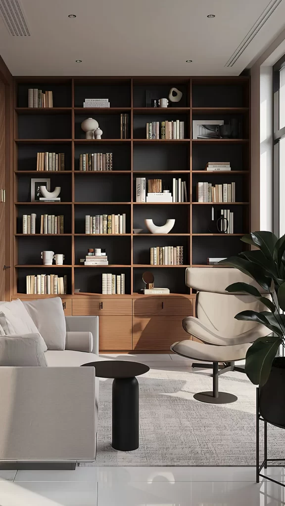 Japandi Minimalist Living Room Bookshelf