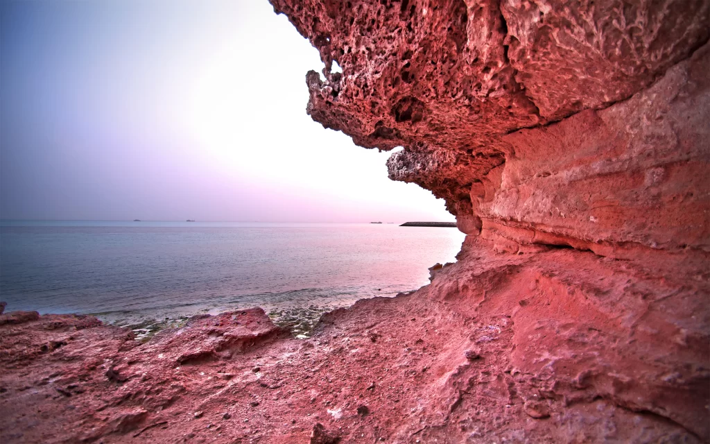 Red Rock Cliff Ocean Horizon Sunrise Calm