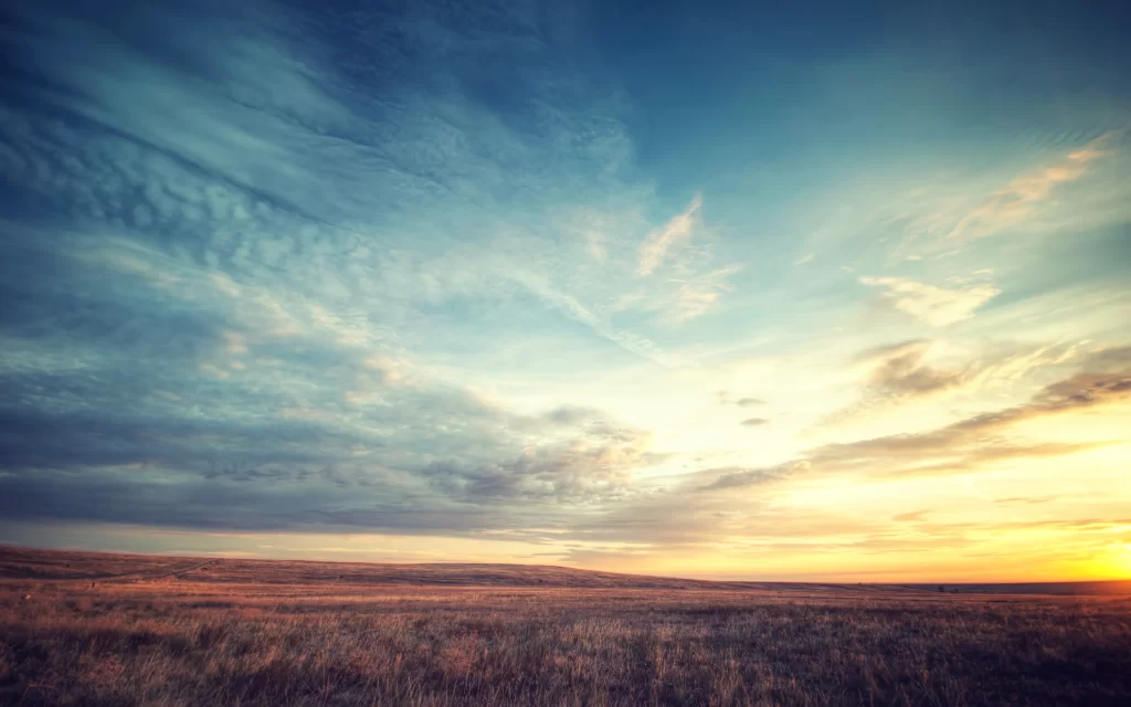 Sunset Clouds Prairie Horizon Sky