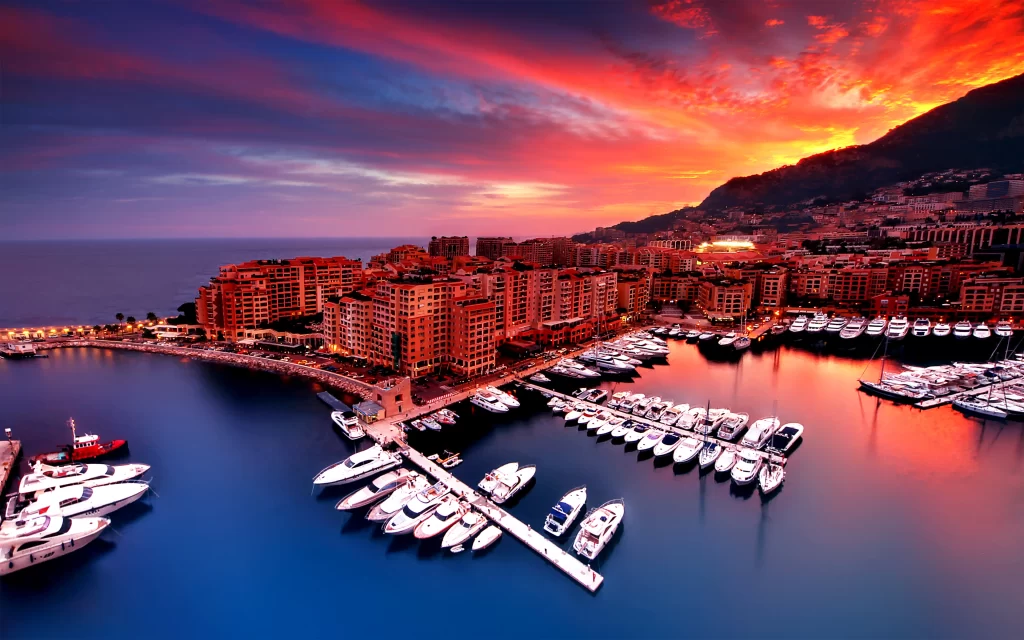 Sunset Orange Clouds Cityscape Marina Boats